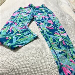 Lilly Pulitzer Blue and Pink Floral Leggings. Like new!